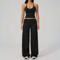 Fitted Crop Top Backless Workout Set High Waist Versatile Casual Style Yoga Set