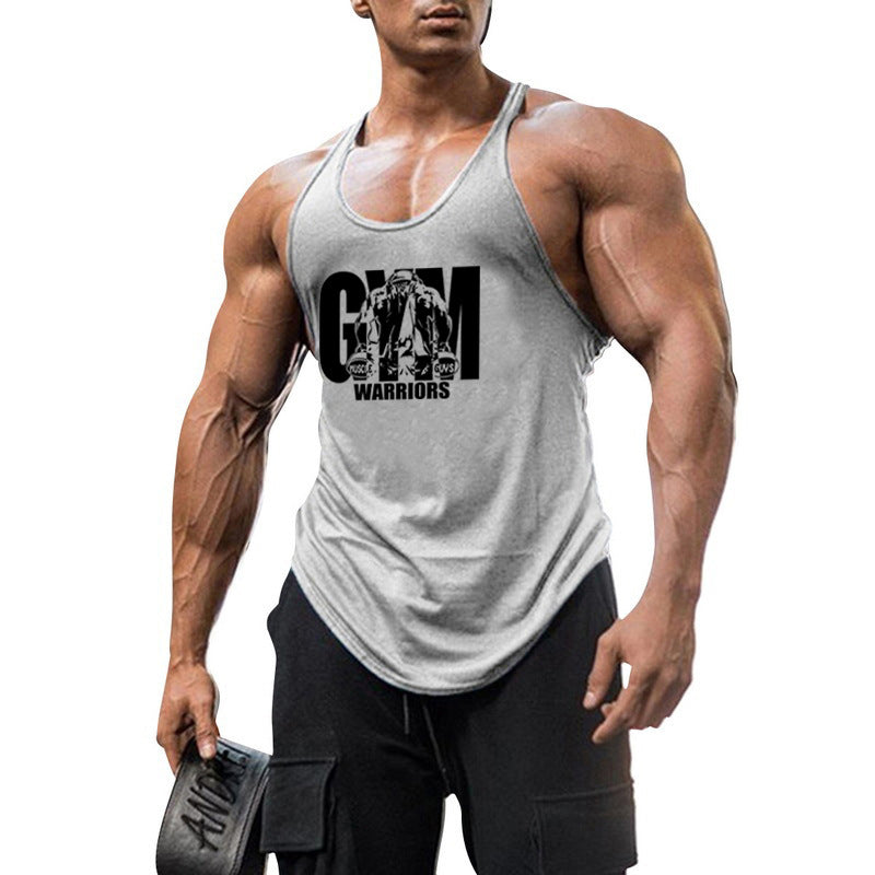 Chaleco fitness de algodón GYM WARRIORS deportivo cavado profundo, camiseta de tirantes finos