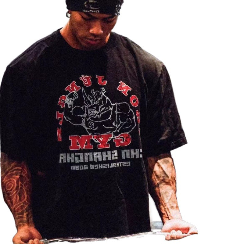 Camiseta deportiva de algodón con estampado de texto