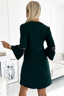 Numoco 190-10 MARGARET dress with lace on the sleeves - dark green-2