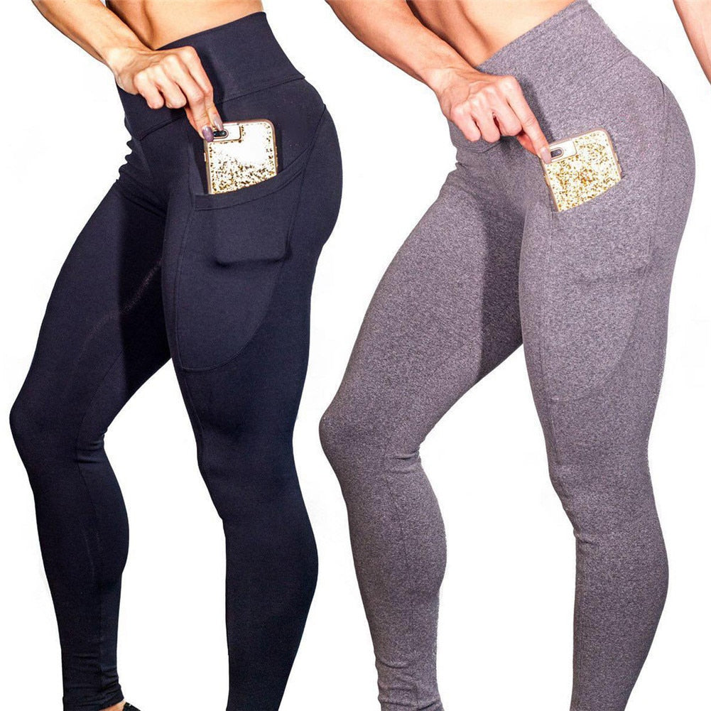Leggings negros con efecto push-up para mujer, leggings deportivos de cintura alta a la moda, de poliéster, ropa deportiva, leggings ajustados