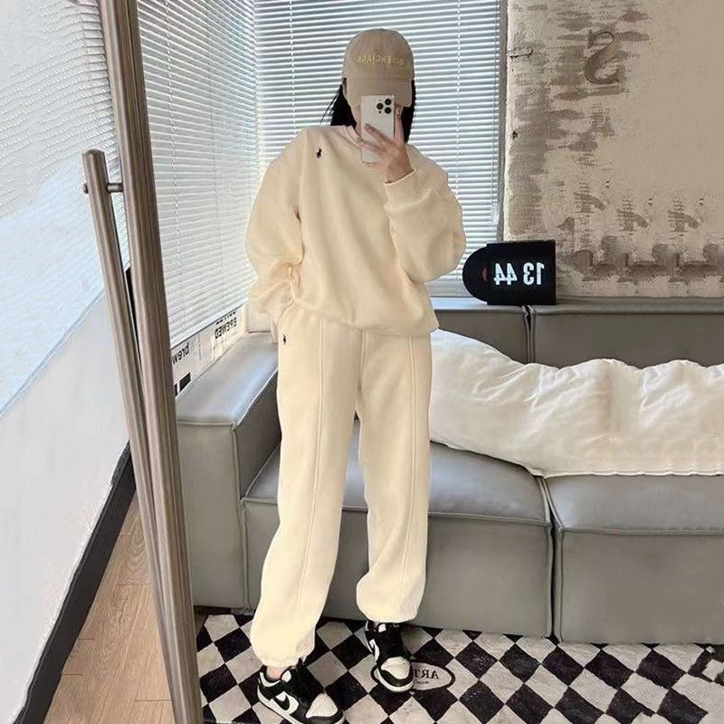 Floral Pattern Fashion Casual Tracksuit Set for Women, Loose Hoodie and Pants Two-Piece Outfit