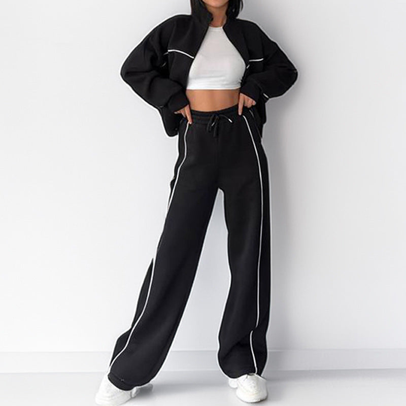 Conjunto Chándal Casual Mujer Sudadera con Capucha y Cordón en Cintura – Ajuste Holgado