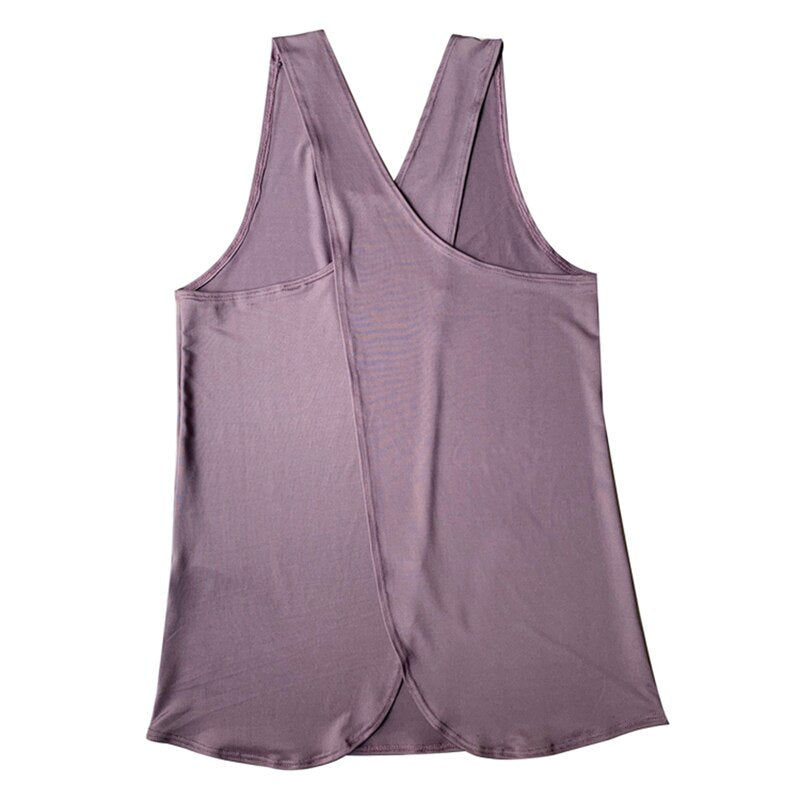 Camiseta de tirantes para yoga y running, de secado rápido y espalda cruzada