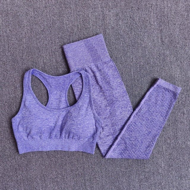 Conjunto Yoga Seamless para Mujer – 2, 3 o 5 Piezas con Crop Top Manga Larga, Corta o Sin Mangas y Leggings