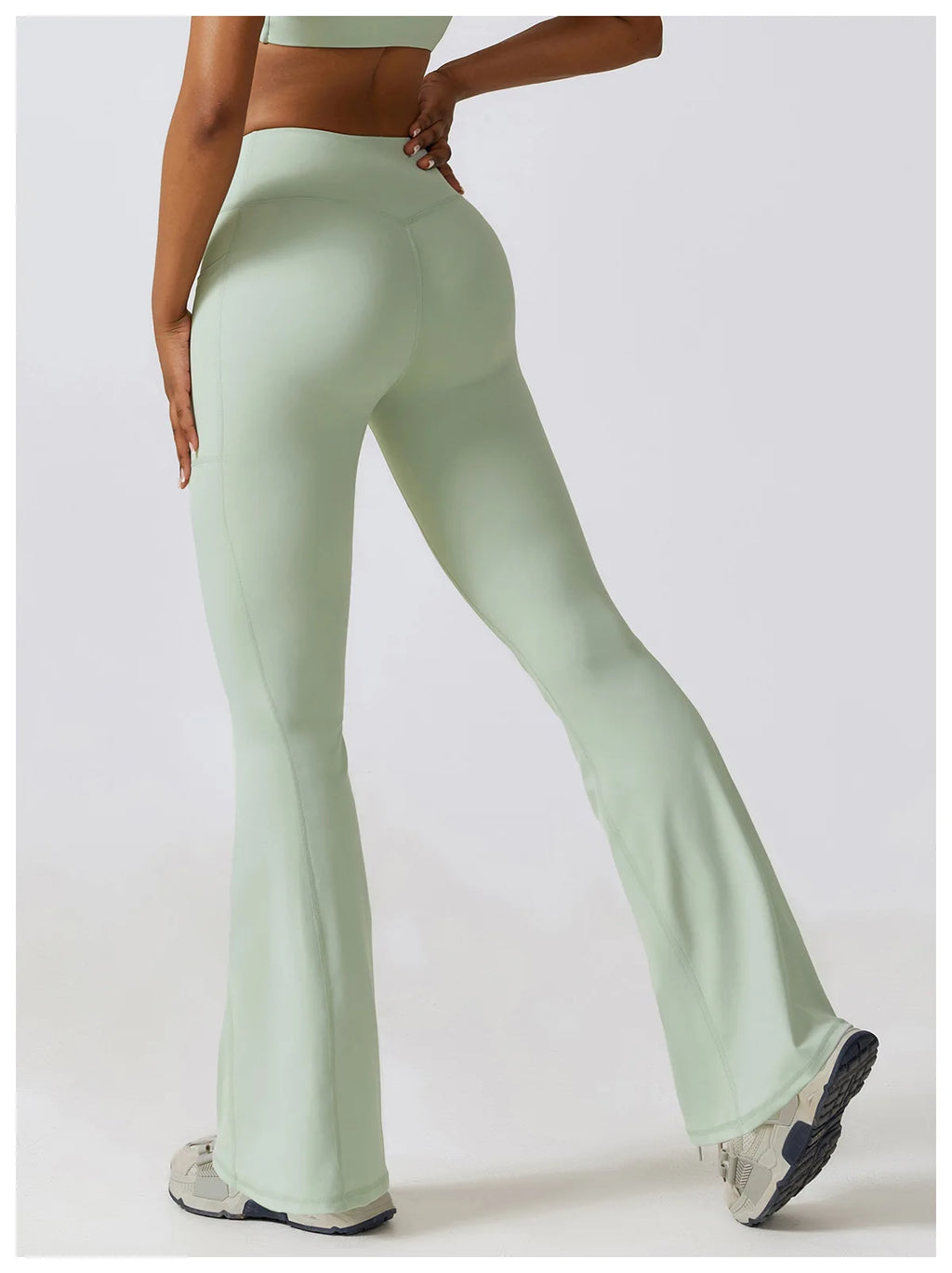 Pantalones deportivos elásticos para mujer, tipo campana, para correr, push up, gimnasio, baile, ropa deportiva acampanada, leggings de yoga de nylon.
