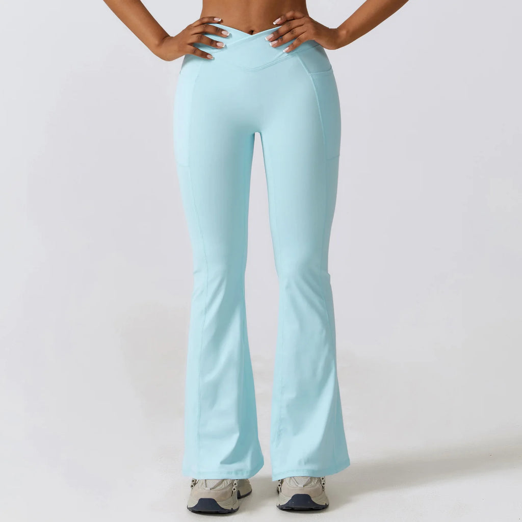 Pantalones deportivos elásticos para mujer, tipo campana, para correr, push up, gimnasio, baile, ropa deportiva acampanada, leggings de yoga de nylon.