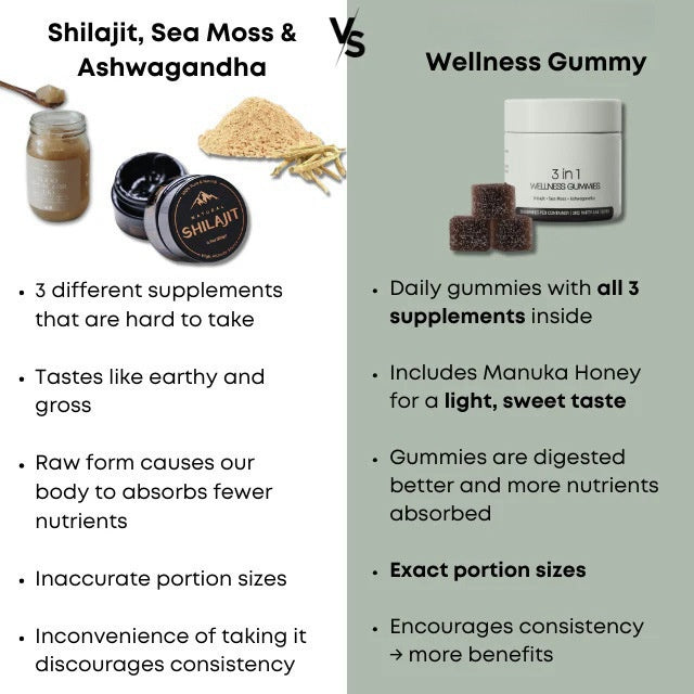 Gominolas de shilajit para hombre, formato 3 en 1