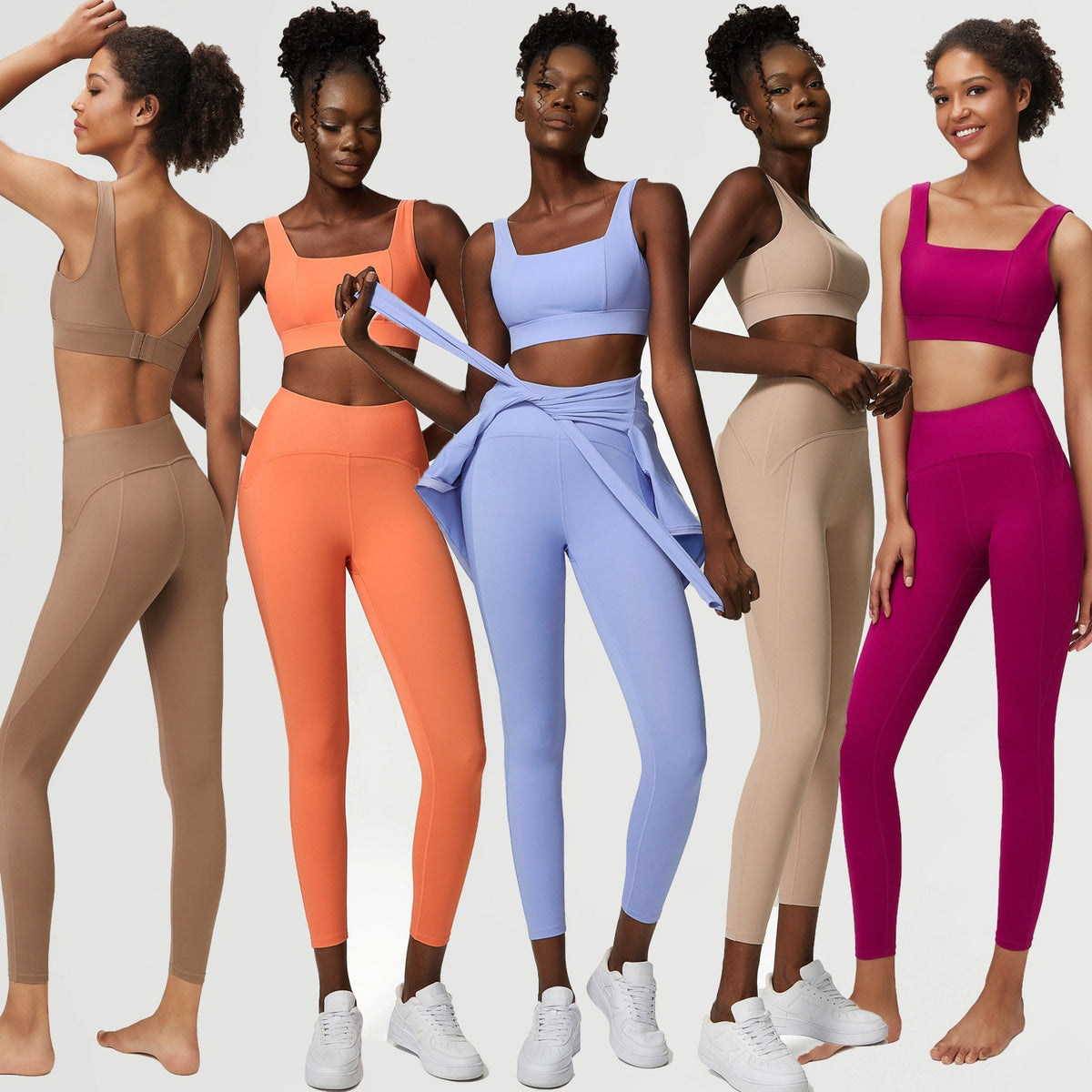 Conjuntos de yoga europeos y americanos para mujer, trajes de fitness efecto desnudo