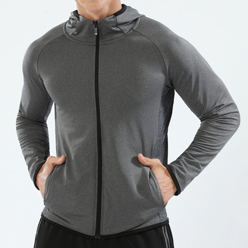 Sudadera deportiva con capucha y cremallera para hombre