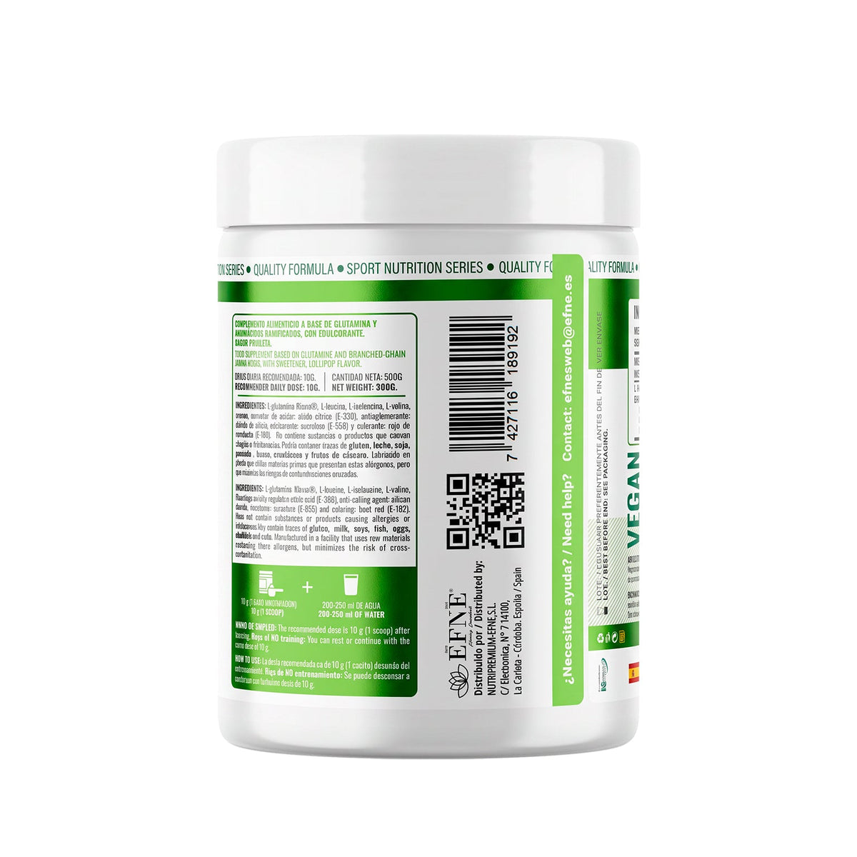 Glutamina Kyowa® + BCAA 2:1:1 500 gr EFNE – Recuperación Muscular Avanzada