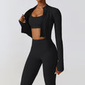 Conjunto de yoga ajustado de secado rápido con efecto piel para mujer (3 piezas)