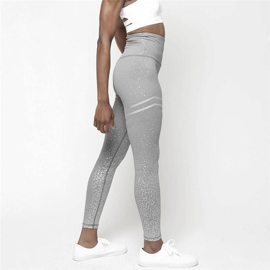 Mallas deportivas doradas de yoga con estampado de cintura alta para mujer, leggings push-up para gimnasio