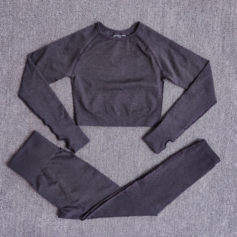 Conjunto de yoga sin costuras con top y leggings
