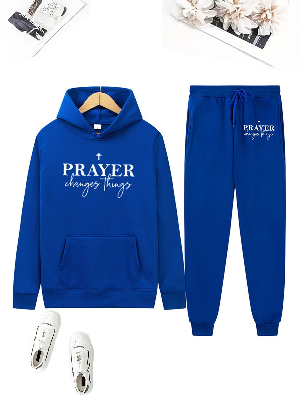 Cute Bear Print Fleece Hoodie Set for Women, Casual Loose Fit, Comfortable Tracksuit, Soft and Warm Sweatshirt