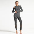 2pcs Female Yoga Set Seamless High Waist Leggings Lace Mesh Sexy Hot Tracksuit Workout Clothes