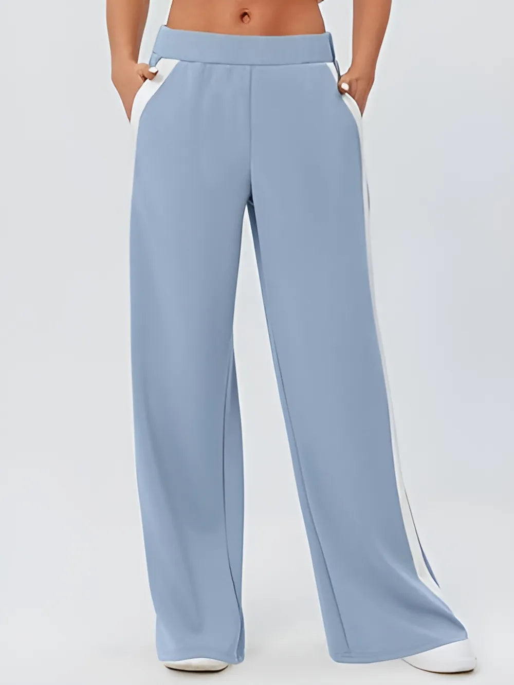 Pantalón de yoga holgado de cintura alta con bolsillos