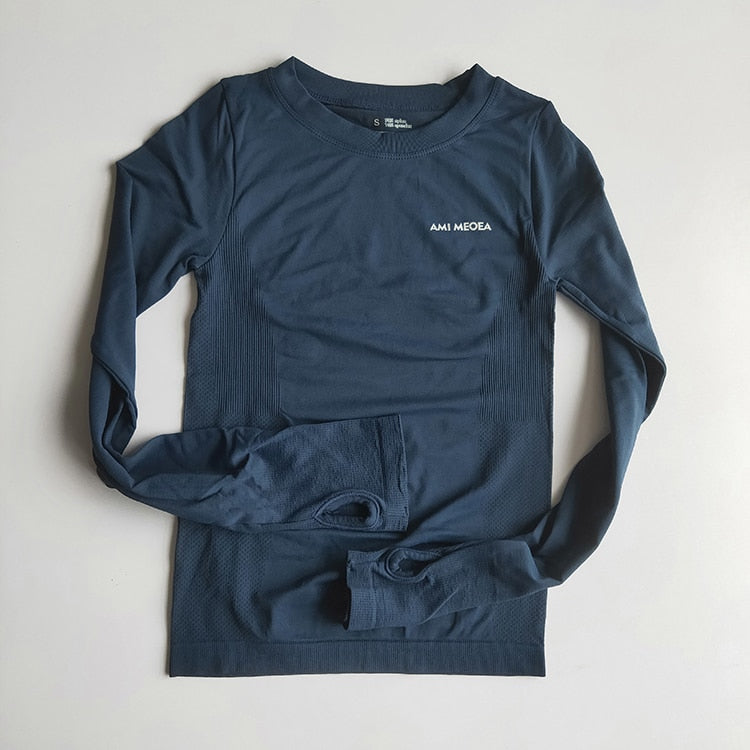 Camiseta de yoga de manga larga para mujer
