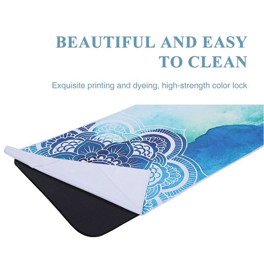 Toalla de yoga 183*63 cm, toalla de yoga estampada de microfibra antideslizante absorbente de sudor, funda para esterilla de fitness, gimnasio, pilates y yoga