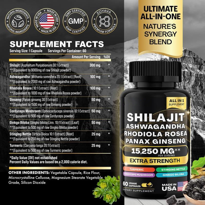 Cápsulas 2 en 1 Musgo Marino, Shilajit y Colágeno