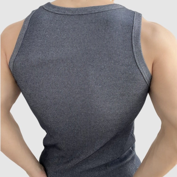 Camiseta de tirantes acanalada de algodón para hombre