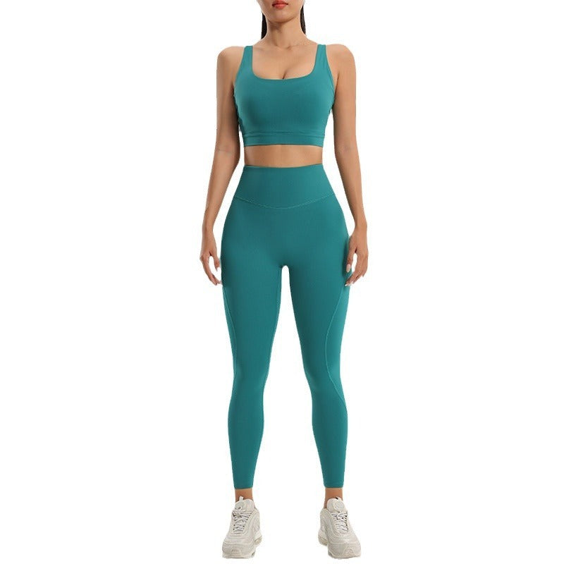 Conjunto deportivo para mujer: sujetador sin mangas y leggings de secado rápido para yoga y running