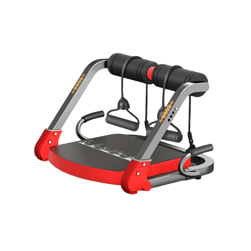 Entrenador Abdominal 6 en 1 para Core y Cintura – 21 Ejercicios, Hierro, Manual, Rojo
