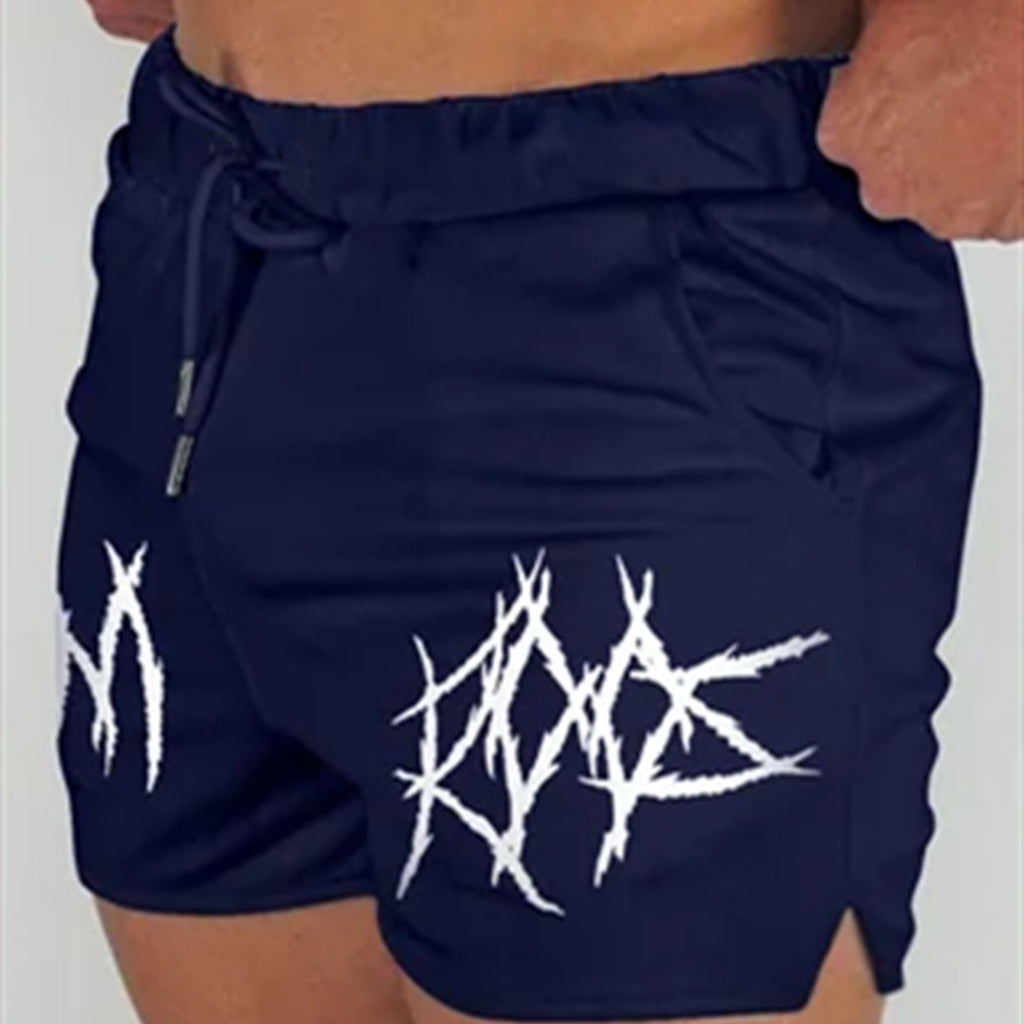 Muscle Fitness Shorts Men Summer New Printed Mesh Quick-Dry Slim Fit Sexy Pants Workout Training