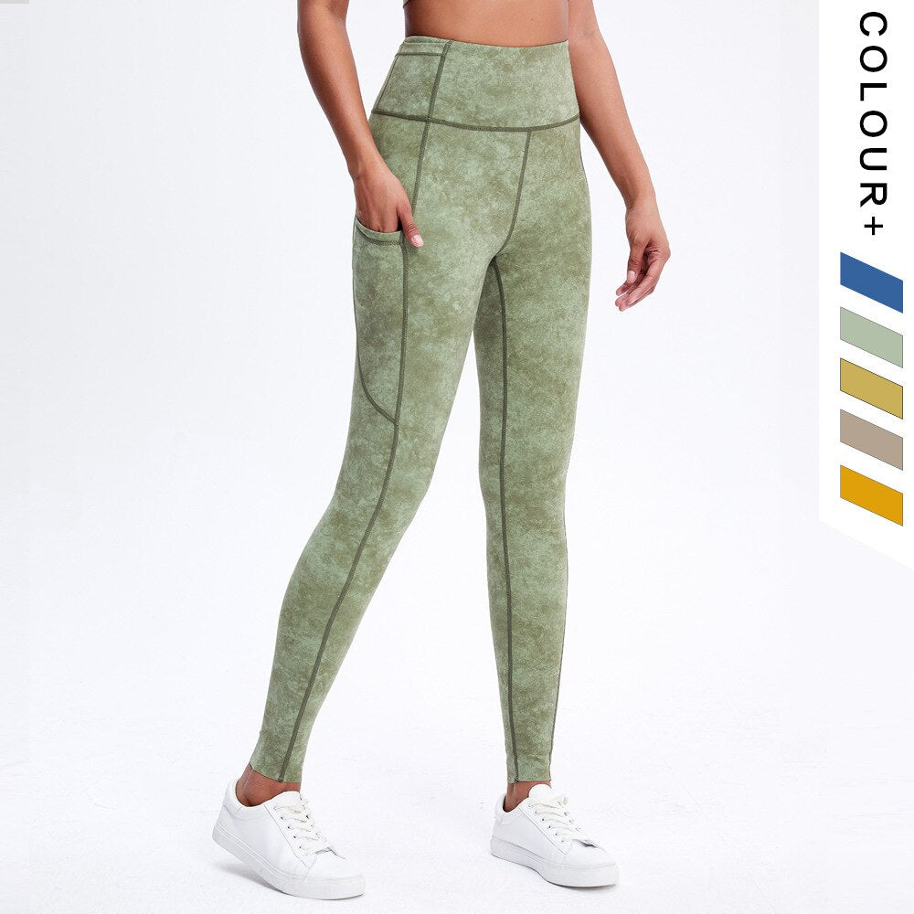 Conjunto de yoga con estampado tie-dye para mujer