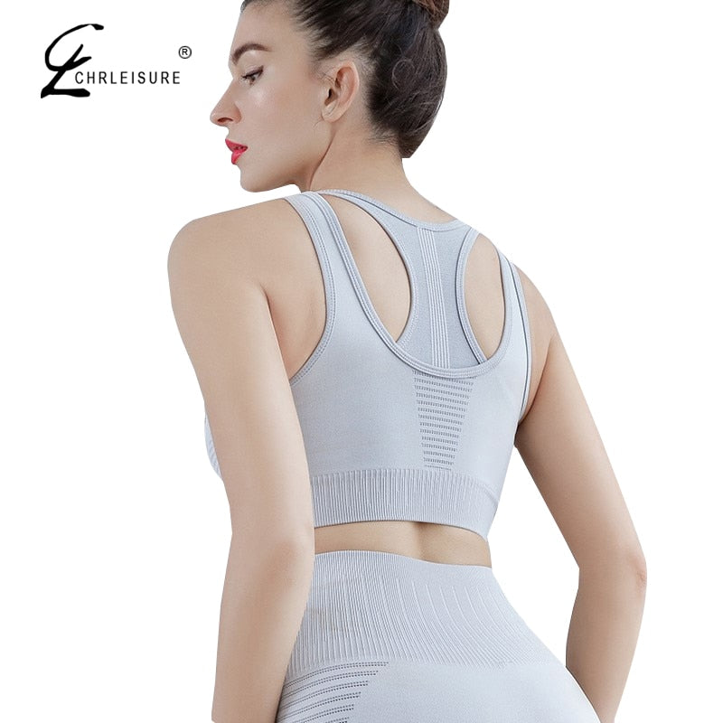 Sujetador deportivo sin costuras para mujer, con espalda descubierta