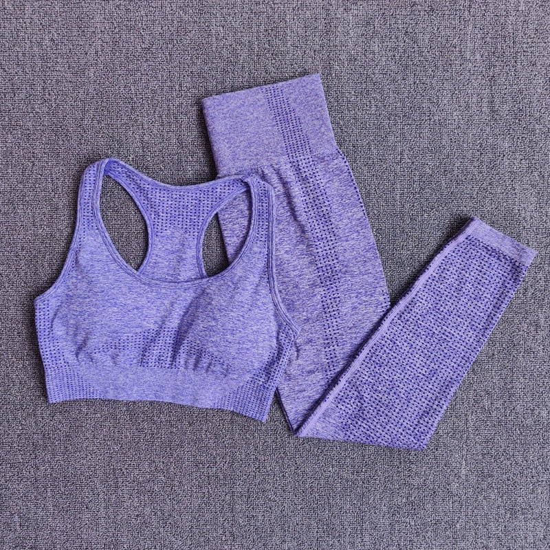 Conjunto de yoga sin costuras con top y leggings
