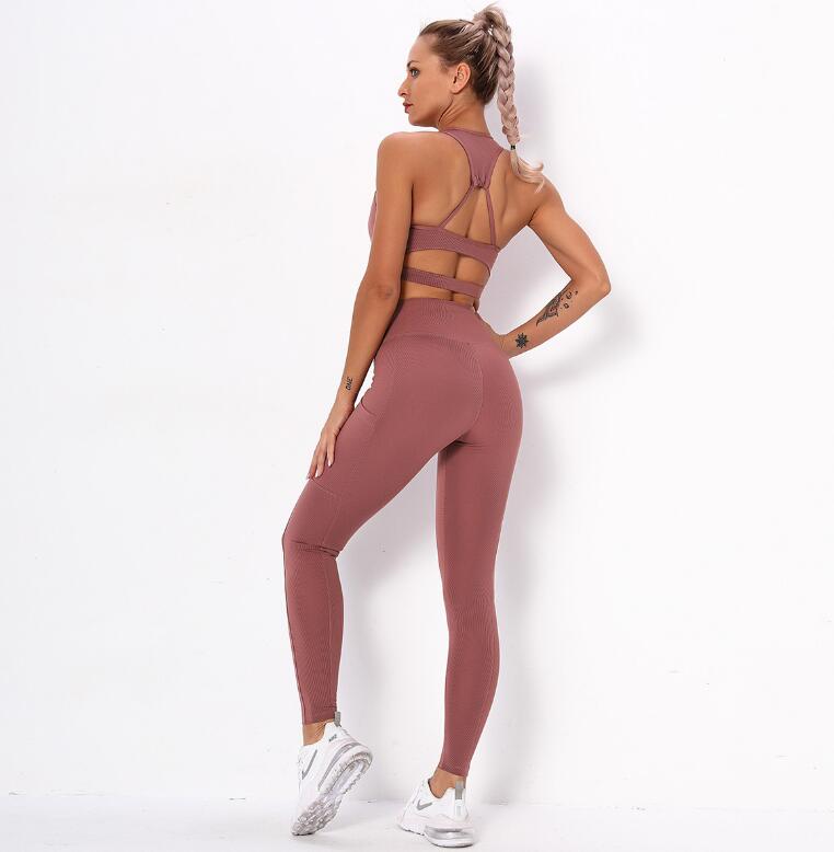 Conjunto deportivo de mujer con mallas para gimnasio, yoga y entrenamiento