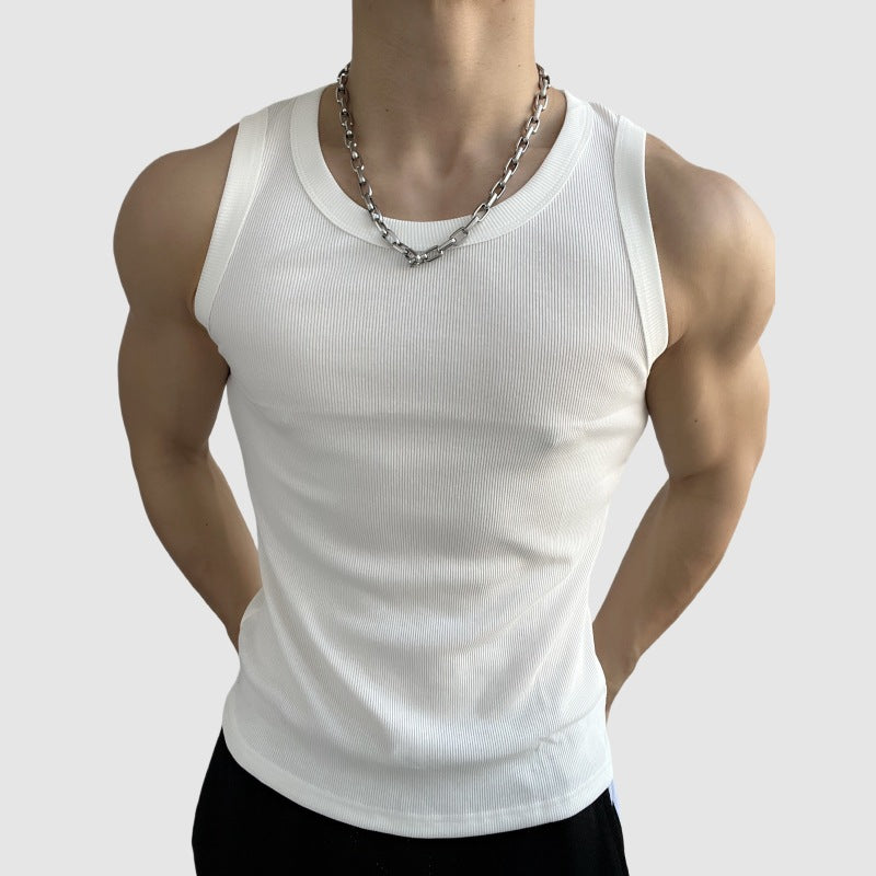 Camiseta de tirantes acanalada de algodón para hombre