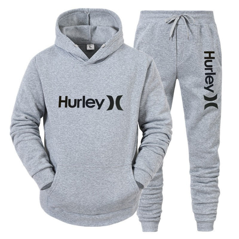 Men's Two-Piece Tracksuit, Hooded Sweatshirt and Printed Casual Pants