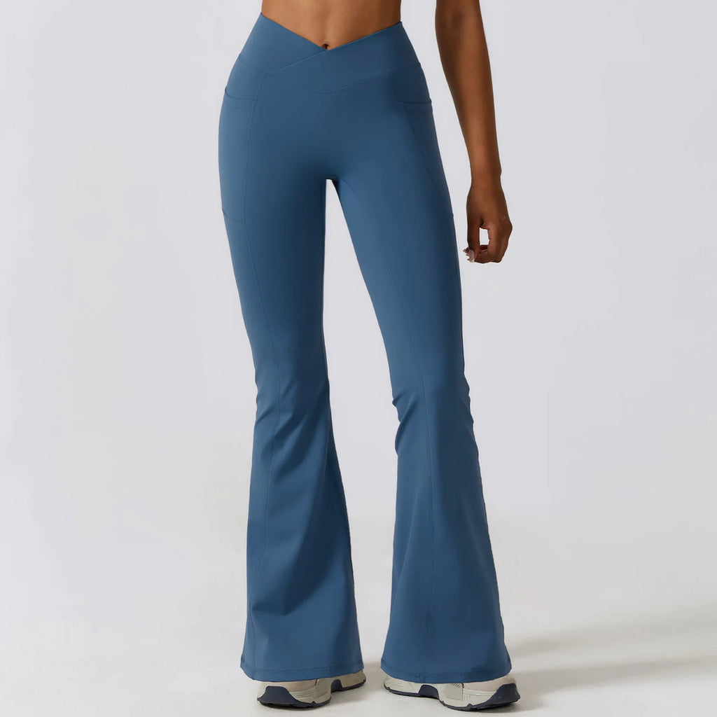 Pantalones deportivos elásticos para mujer, tipo campana, para correr, push up, gimnasio, baile, ropa deportiva acampanada, leggings de yoga de nylon.