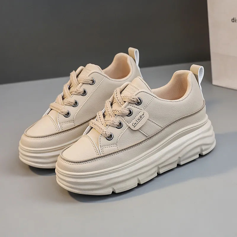 Zapatos casuales de verano, modernos, blancos, con suela gruesa, estilo estudiantil.