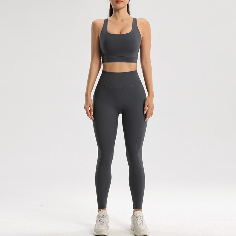 Conjunto deportivo para mujer: sujetador sin mangas y leggings de secado rápido para yoga y running