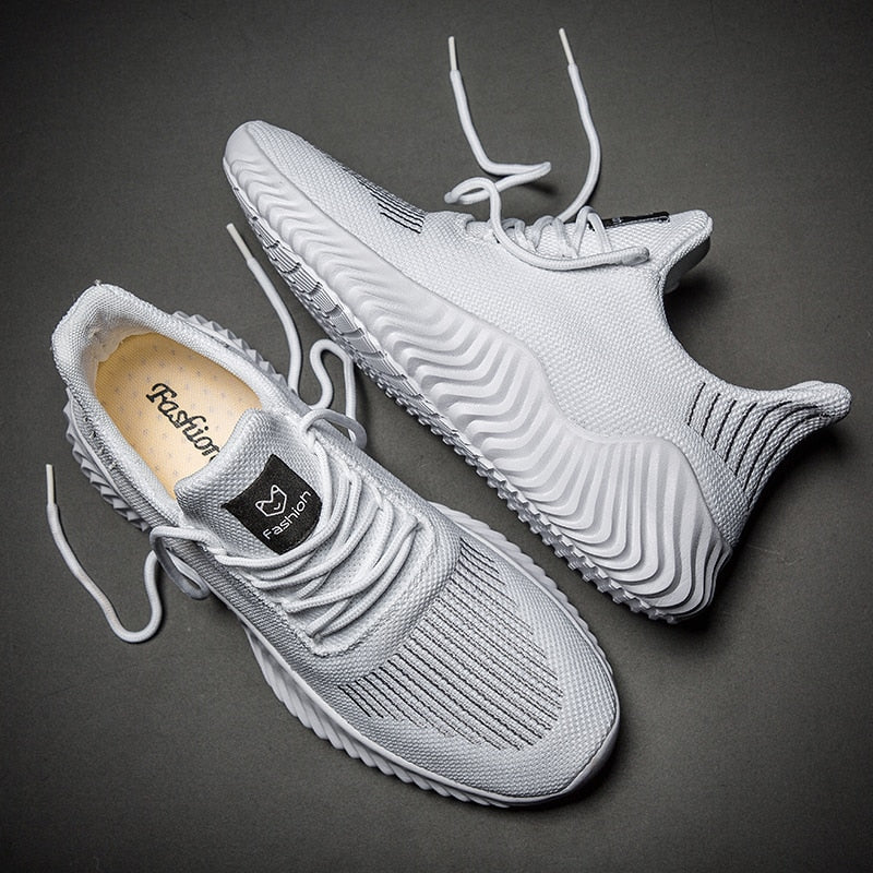 Zapatillas de hombre de alta calidad, transpirables, de moda, color blanco, para gimnasio, informales, ligeras, para caminar, calzado de tallas grandes.