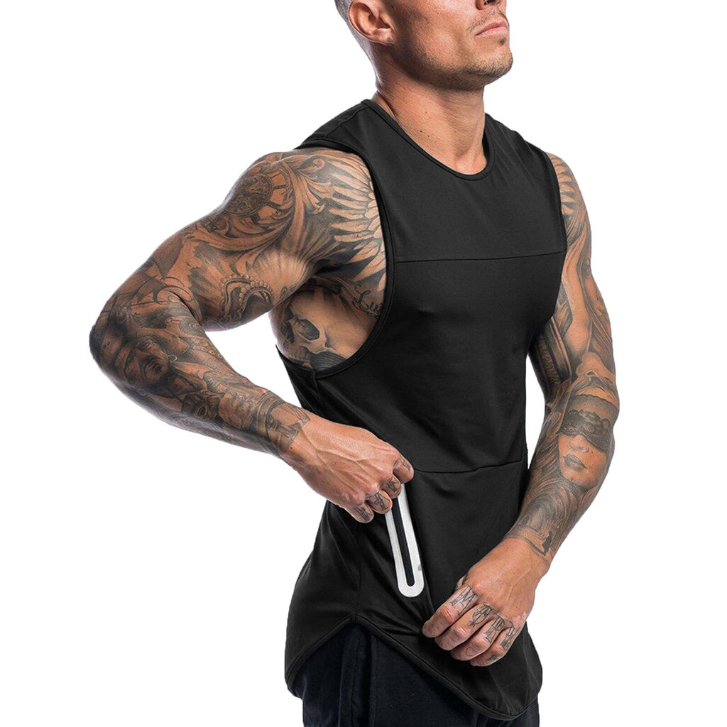 Camiseta de tirantes deportiva para hombre con bolsillo