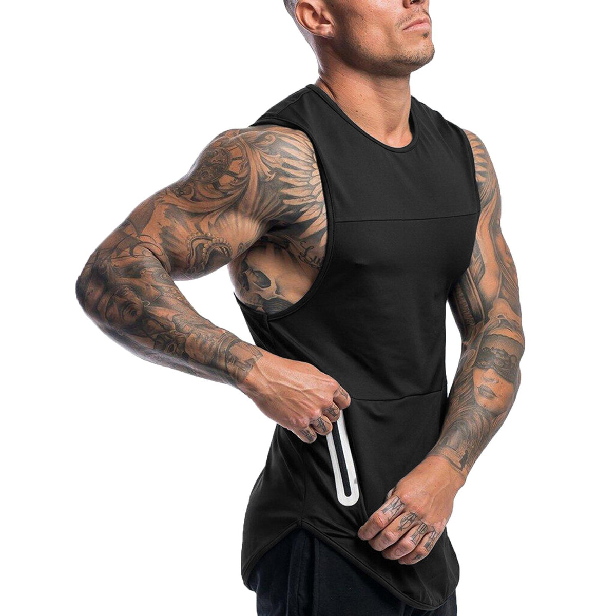 Camiseta sin mangas para hombre con bolsillo con cremallera, chaleco liso de verano deportivo sin mangas, chaleco de culturismo para hombre, ropa de gimnasio, ropa de hombre