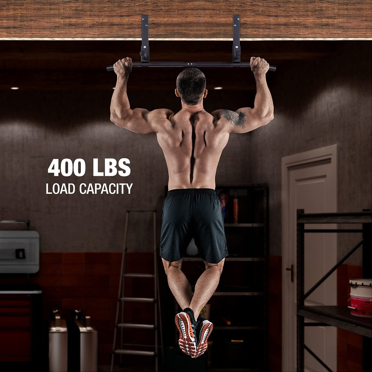 Wall-Mounted Stainless Steel Pull-Up Bar Black-4