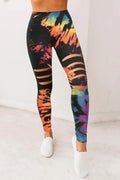 Leggings deportivos con aberturas y estampado tie-dye multicolor
