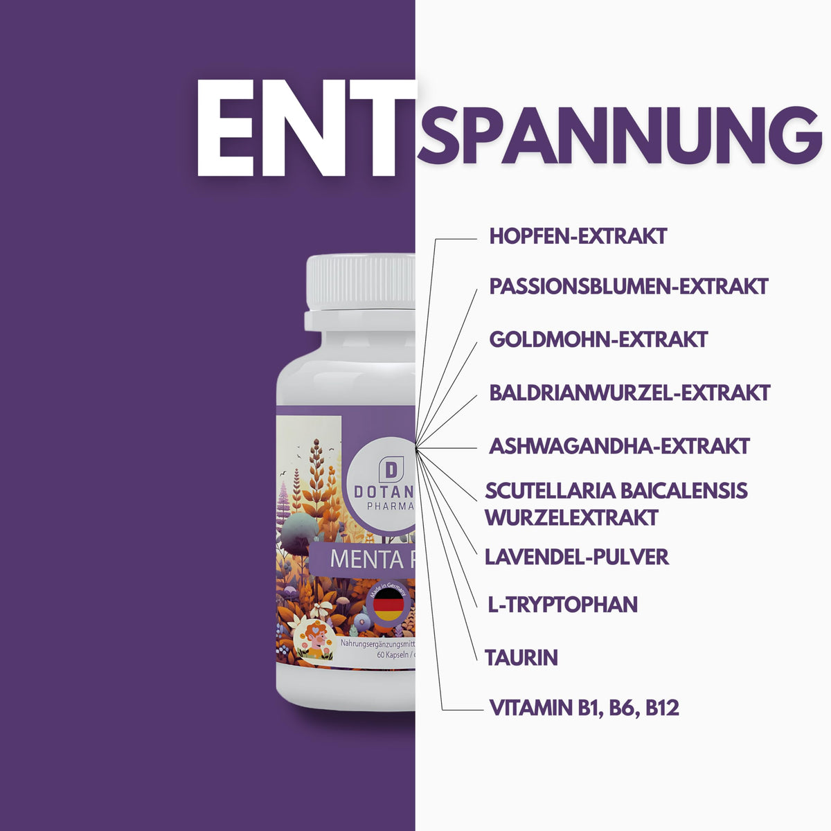 Menta Pro – Mit Baldrian, Lavendel, Passionblumen, Vitaminen – Schlaf & innere Ruhe-1