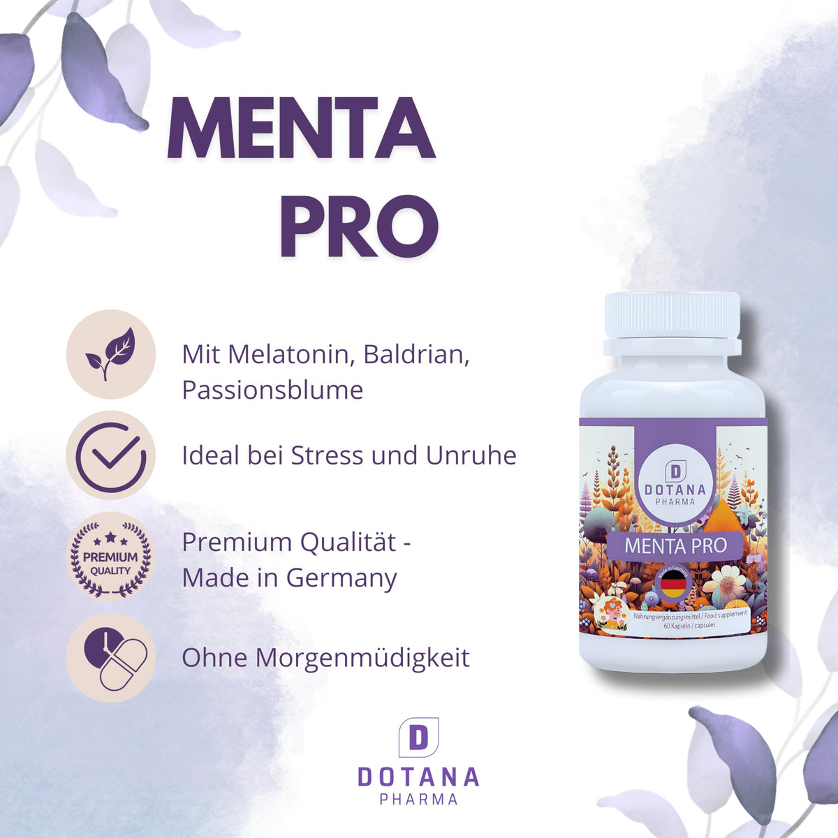 Menta Pro – Mit Baldrian, Lavendel, Passionblumen, Vitaminen – Schlaf & innere Ruhe-3