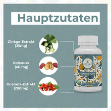 Ginkgo Plus - Komplex mit Ginkgo, Guarana, Kolanuss & B-Vitaminen - Vitamin C, E & Folsäure - 60 Kapseln - Nahrungsergänzungsmittel - Made in Germany-2