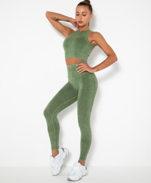 Conjunto de yoga sin costuras para mujer, ropa deportiva de gimnasio, leggings, top corto de alto soporte y ropa de entrenamiento de tallas grandes.