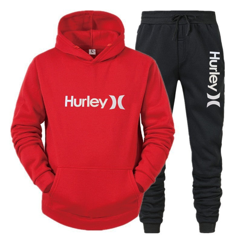 Men's Two-Piece Tracksuit, Hooded Sweatshirt and Printed Casual Pants