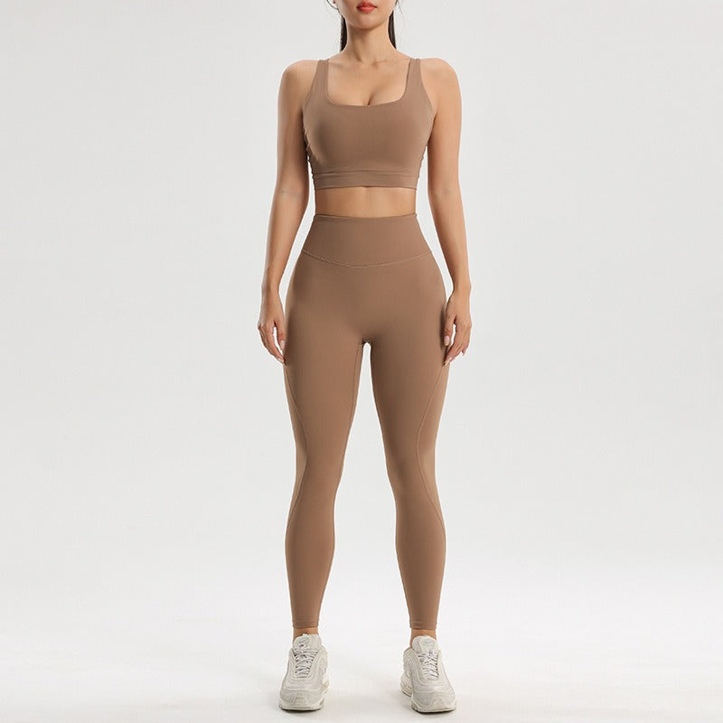 Conjunto deportivo para mujer: sujetador sin mangas y leggings de secado rápido para yoga y running