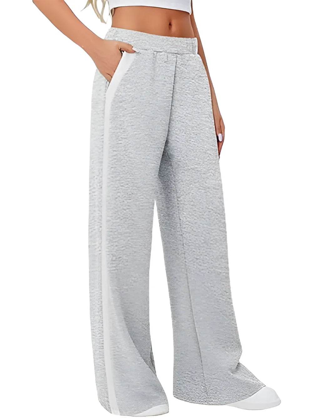Pantalón de yoga holgado de cintura alta con bolsillos