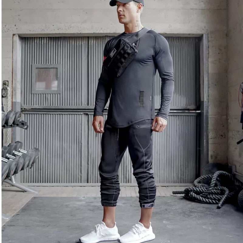 Camiseta deportiva de manga larga y secado rápido para hombre